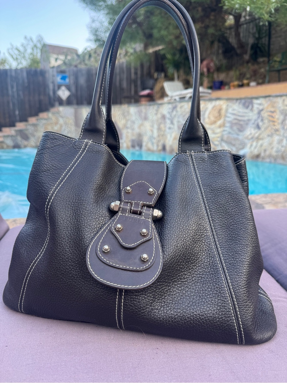 Vintage Furla Made in Italy Black Pebbled Leather Large Shoulder Tote
GUC Y2K